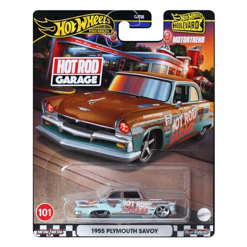 Hot Wheels Boulevard Plymouth Savoy, Scala 1:64, Automobile Giocattolo Di Metallo Motortrend Hot Rod Garage, 1955