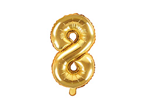 Palloncino Mylar A Forma Di Numero 8 Otto Oro 35 Cm Compleanno Adulto Bambino Capodanno
