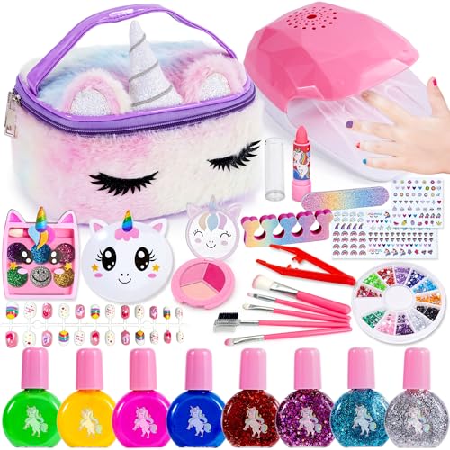 Lubibi Unicorno Set Di Smalti Per Unghie Bambina,Trucchi Bambina,Kit Per Unghie,Con Asciuga Unghie,Smalto Unghie,Unicorno Trousse Trucchi Bambina,Gioc