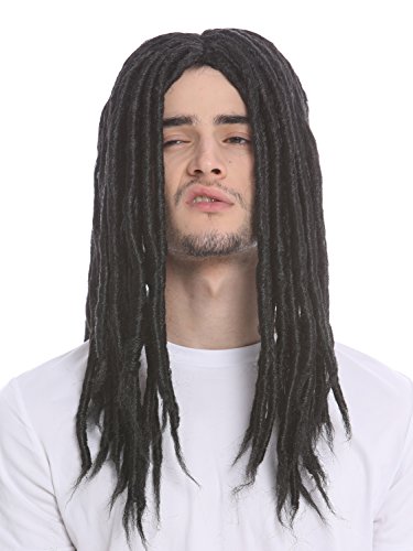 Wig Me Up - 91587-Za103 Parrucca Donna Uomo Carnevale Dreadlocks Rasta Reggae Rastafari Beach-Hippy Dreads Nero Lunga