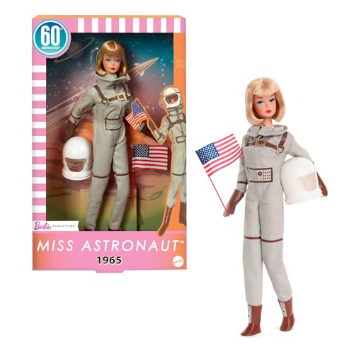 Barbie Signature Astronauta, Bambola Da Collezione Con Tuta Argentata, Stivali Spaziali E Casco Inclusi, Riproduzione Vintage Del 1965, Giocattolo Per