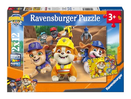 Ravensburger - Puzzle Rubble & Crew, 2 Puzzle 12 Pezzi, Puzzle Bambini 3 Anni, 26X18Cm