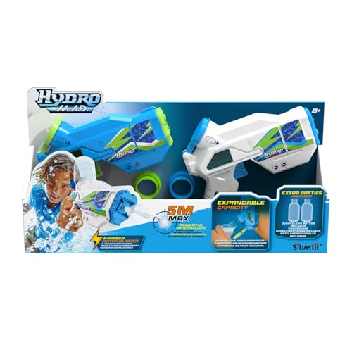 Hydro M.A.D. Mini Blaster Pack, 2 Mini Pistole Ad Acqua Con Serbatoio Interno Ed Extra Serbatoio Da 200 Ml