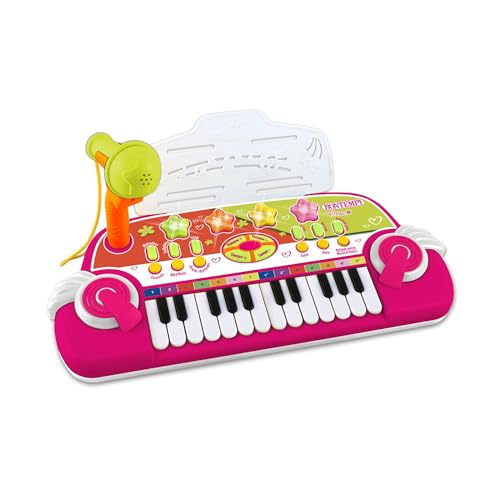 Bontempi | Minimelody: Tastiera Giocattolo Elettronica A 24 Tasti Con Microfono Per Piccoli Musicisti, Rosa, 333X222X125 Mm