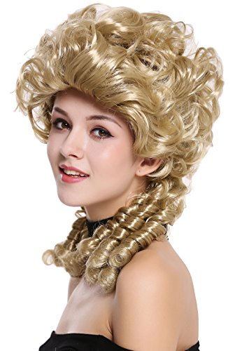 Wig Me Up - Dh1009-Za89 Parrucca Donna Carnevale Barocco Rinascimento Romanticismo Dama Di Corte Ricci A Spirale Cotonata Biondo