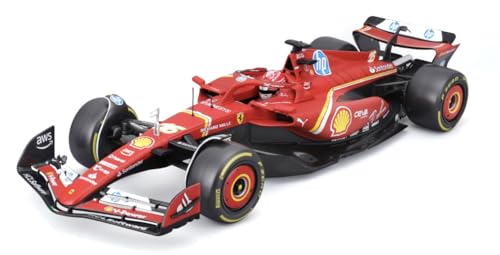 Bburago - Modello In Scala 1/18 Compatibile Con Ferrari Sf24 # 16 Compatibile Con Charles Leclerc Deluxe Version Racing Car Model