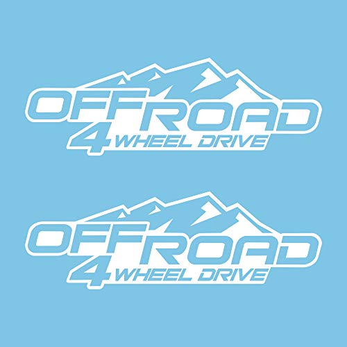 Autodomy Pack 2 Unita Adesivi Per Auto 4X4 Wheel Drive | Adesivi 4X4 Veicolo Fuoristrada Resistente A Pioggia E Uv | Adesivo Auto Esterno (Bianco)