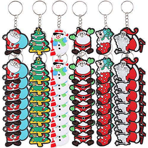 Flofia 48Pz Portachiavi Natale Natalizio Giocattoli Portachiavi In Pvc Per Donna Uomo Bambini Portachiavi Regalo Ciondolo Ricordo Per Bomboniere Festa