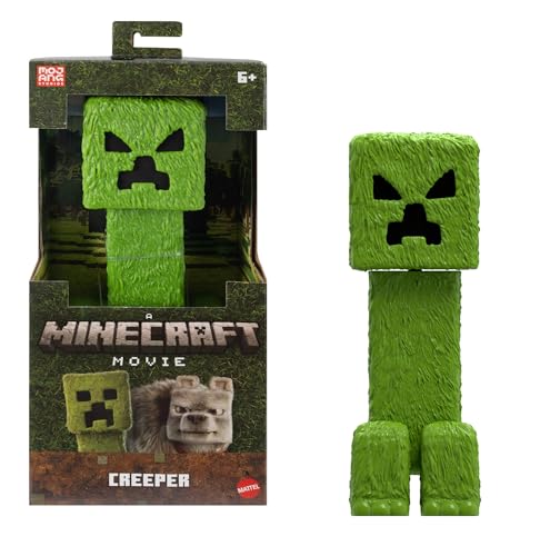 Mattel Minecraft - Creeper, Action Figure Snodata Da 30+ Cm, Personaggio Di Grandi Dimensioni Da Collezione Ispirato Al Film E Al Videogioco, Giocatto