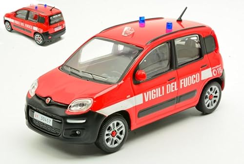 Bburago Fiat Nuova Panda Vigili Del Fuoco, Modellino Auto In Scala 1/24, Veicolo Pompieri, Rosso