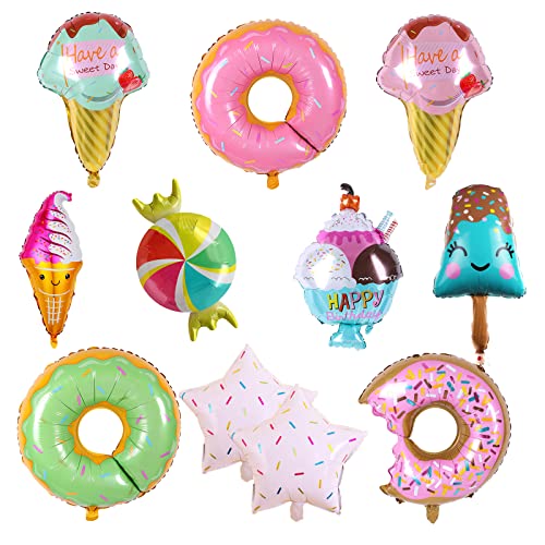 11 Palloncini In Alluminio Con Ciambella Gelato,Decorazioni Per Feste Di Compleanno Di Caramelle,Palloncini Per Feste Estive Per Decorazioni Estive Pe