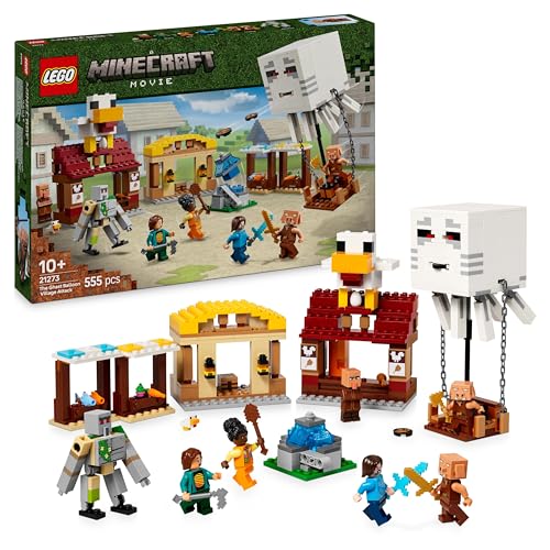 Lego Minecraft Attacco Al Villaggio Del Ghast-Pallone, Giocattolo Da Costruire Con Casa Di Steve, Funzione Esplosiva, 4 Personaggi E Golem Di Ferro -