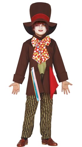 Fiestas Guirca | Costume Crazy Tailor Bambini (10-12 Anni) - Camicia, Giacca, Papillon, Pantaloni E Cappello - Costumi Di Alice Per Feste In Maschera