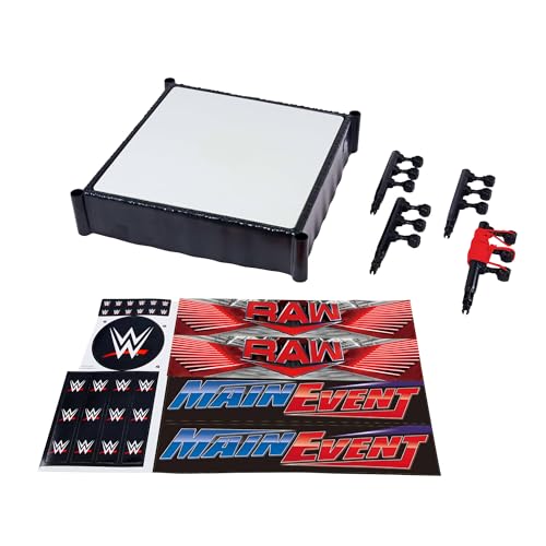 Mattel Wwe - Superstar Ring, Set Con Etichette Per Main Event E Raw, Tappeto Del Ring Molleggiato E Corde Elastiche Pro Tension, Giocattolo Per Bambin