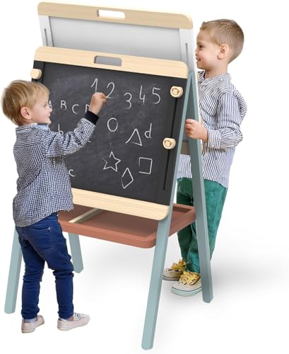 Speedy Monkey- Cavalletto Da Tavolo 55 X 46 X 88,3 Cm (Max. Altezza. 102,1 Cm) Turchese, Giocattolo In Legno Per Bambini, Dettagli Curati, Ottima Idea