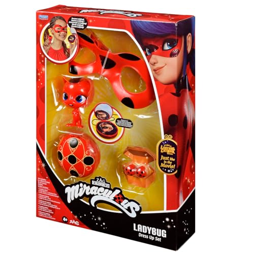 Bandai - Miraculous Ladybug - Set Di Trasformazione - Costume Ladybug - Maschera, Yoyo, Orecchini Tikki Kwami - Costume E Accessori Miraculous - Gioca