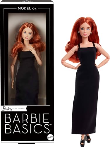 Barbie Signature Basics Modello 04, Bambola Da Collezione Con Capelli Ricci Rossi, Mini Abito E Stivali, Vestibilità Universale, Corpo Petite Snodato 