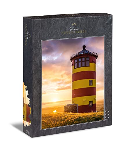 Ulmer Puzzleschmiede - Puzzle "Faro Pilsum" – Puzzle Classico Da 1000 Pezzi – Il Famoso Faro Sul Mare Del Nord, Punto Di Riferimento Della Frisia Orie