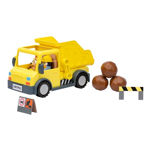 Bluey Camion-Benne Di, Con Le Figurine Esclusive Con Il Suo Casco Di Protezione E Bingo Coperto Di Fango
