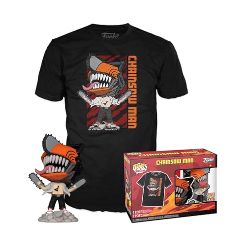 Funko Pop! & Tee: Csm - Chainsaw Man Leaping - Large - T-Shirt, Maglietta Vestiti A Maniche Corte Con Figura In Vinile Da Collezione - Idea Regalo Gio