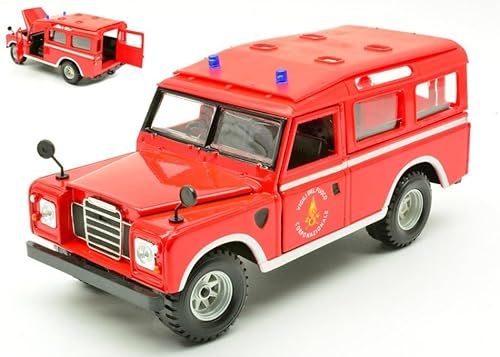 Bburago Land Rover Serie Ii Vigili Del Fuoco, Modellino In Scala 1/24, Veicolo Pompieri Italiano, Rosso