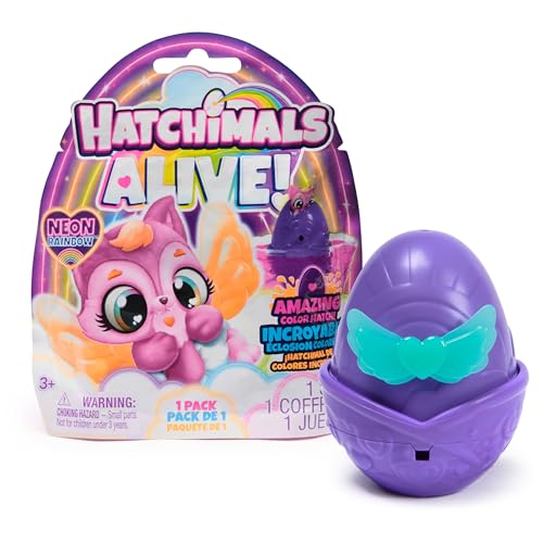 Hatchimals Alive, Neon Rainbow, Set Di 1 Action Figure Blind Box Surprise (Gli Stili Possono Variare), Uovo Che Rivela Il Colore