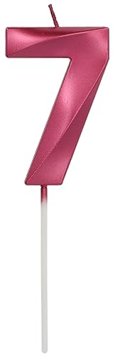 Folat Kuchen Kerze Ziffer/Zahl 24247 Candele Glamour Numero 7 Rosa Metallizzato-Decorazioni Torta Adatto Feste Di Compleanno, Anniversario, Matrimonio