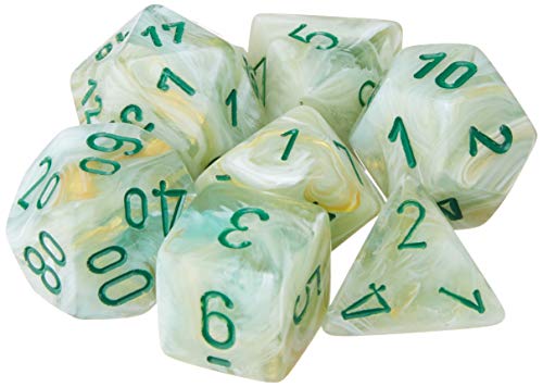 Chessex Dice: Chx27409 Set Dadi Marble: Green/Dark Green (7)