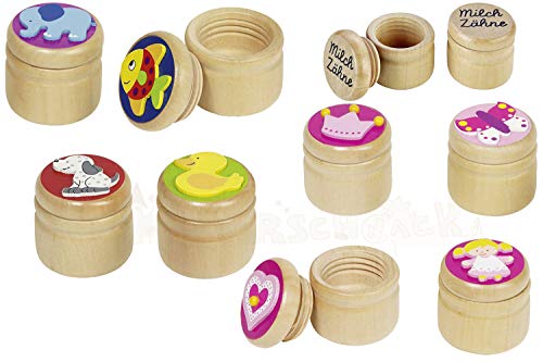 Goki 60914 Scatola Per Denti Da Latte, Cuore, Corona, Farfalla, Ragazza, Mista