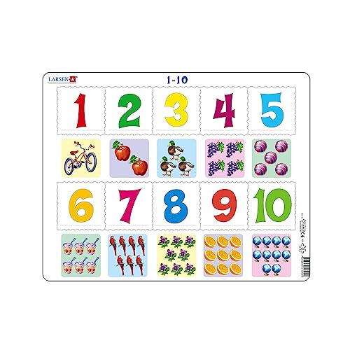 Larsen Ar3 Imparare A Contare: Numeri Da 1-10, Puzzle Incorniciato Con 10 Pezzi