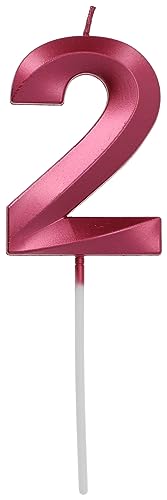 Folat 24242 Candele Glamour Numero 2 Rosa Metallizzato-Decorazioni Torta Adatto Feste Di Compleanno, Anniversario, Matrimonio, Baby Shower, Pink, 7 Cm