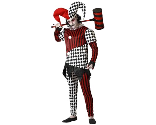 Atosa Costume Arlecchino Halloween Bianco Nero Con Cappello Uomo Adulto Xs