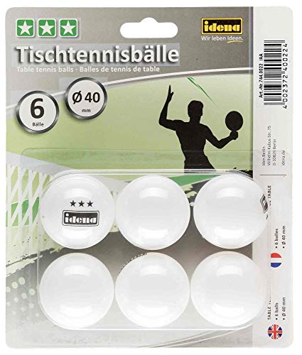 Idena 7440022, Palle Da Tennis Da Tavolo, Diametro 40 Mm Secondo Le Direttive Ittf, Qualità 3 Stelle, Per Club, Tempo Libero E Hobby, 6 Pezzi, Bianco