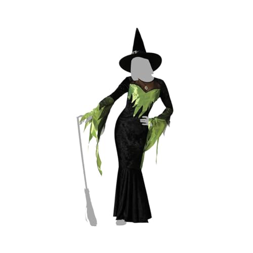 Atosa Elegante Costume Strega Verde Con Cappello Donna Adulta Xs