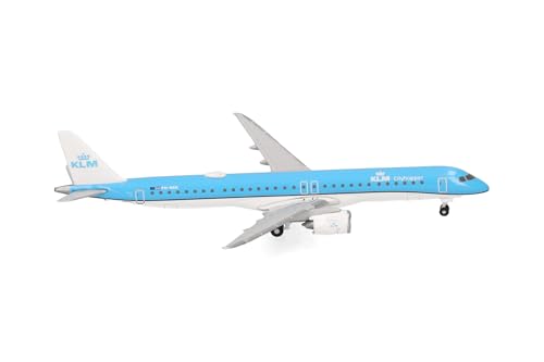 Herpa Modellino Aereo Klm Cityhopper Embraer E195-E2, Miniatura Scala 1:500, Pezzo Da Collezione, Modello Senza Supporto, Metallo