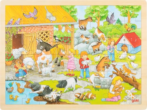 Goki- Puzzle, Petting Zoo, Colore Misto, 57116119