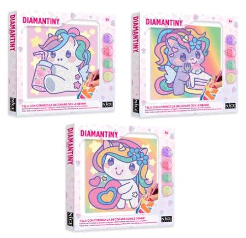 Diamantiny Nice Group Design Art, Diamond Painting, 1 Quadretto Kawaii Unicorno Su Tela A Sorpresa