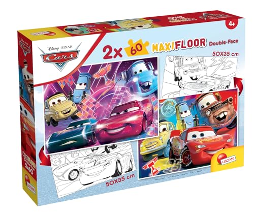 Lisciani- Saetta Mcqueen Disney Puzzle Df Maxifloor 2 X 60 Cars, Multicolore, 97913