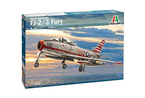 Italeri 2811S North American Fj-2/3 Fury, Scala 1:48, Plastic Model Kit, Modello In Plastica Da Montare, Modellismo, Aereo, Grigio