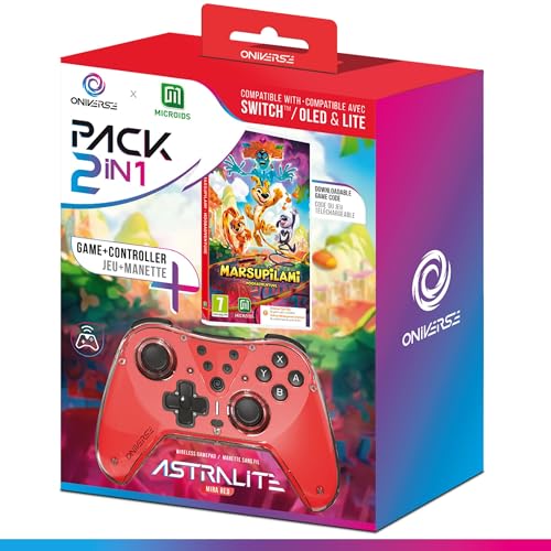 Oniverse Pack 2 In 1 Controller Switch + Gioco Marsupilami (Codice Download), Controller Wireless Per Switch Oled Lite, Vibrazioni Regolabili, Modalit