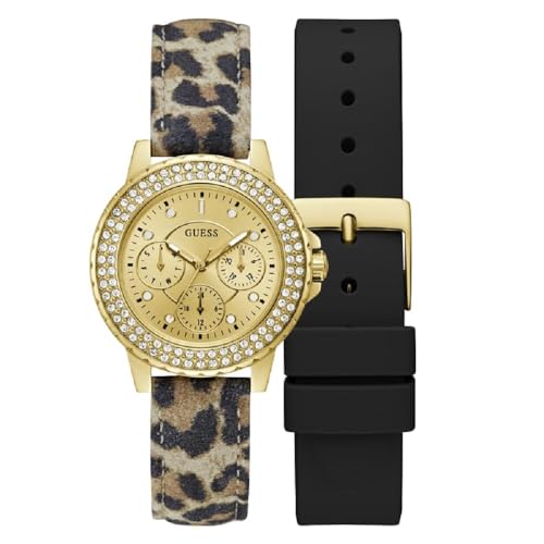 Guess Orologio Da Donna Da 36 Mm, Cinturino Intercambiabile, Quadrante Color Champagne, Cassa Color Oro, Multicolore, Classico