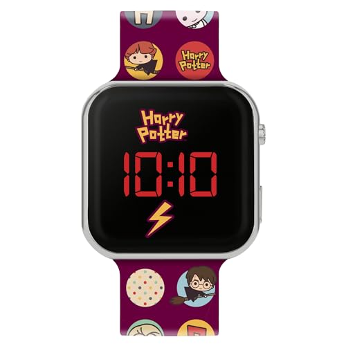 Accutime Harry Potter Orologio Digitale Led Per Bambini Con Cinturino In Silicone Rosso Hp4155, Rosso, Striscia
