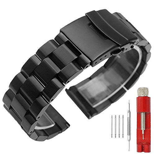 Kai Tian 22Mm Cinturino Acciaio Inossidabile Cinturino Classico Solid Men Watch Cinturino In Metallo Chiusura Deployante Con Cinturino Nero Per Orolog