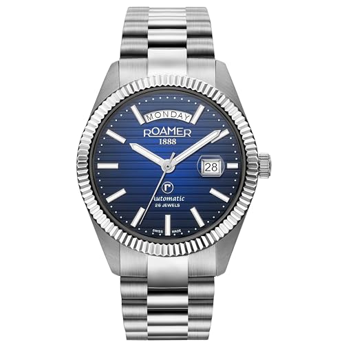 Roamer 981666 41 45 50 Primeline Day Date Ii Mens Blue Watch, Bracciale, Bracciale