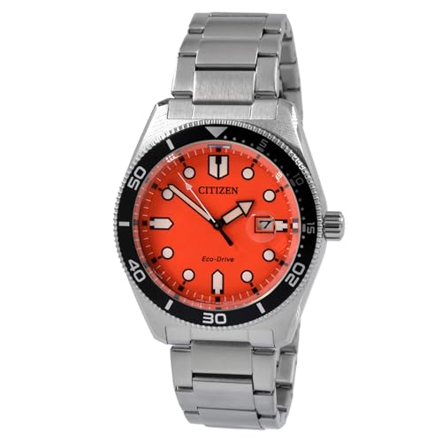 Citizen Eco-Drive Aw1760-81X - Orologio Da Uomo Con Quadrante Arancione, Moderno