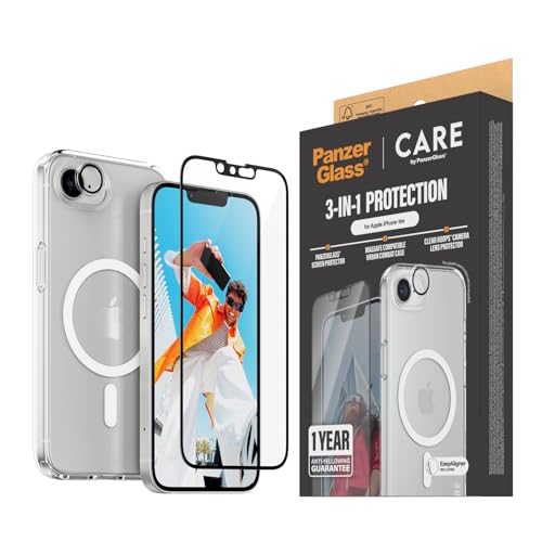 Care By Panzerglass Bundle Di Protezione 3-In-1 Iphone 16E (2025) Custodia + Hoops Camera Lens + Proteggi Schermo Ultra-Wide Fit Proteggi Schermo In V
