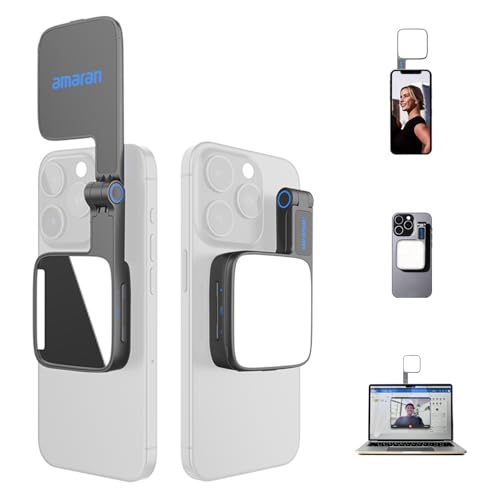 Amaran Go - Luce Magnetica Per Selfie, Compatibile Con Magneti Magsafe E Qi2, Doppia Sorgente Luminosa A Led Con Luce A Specchio Regolabile E Cct (270