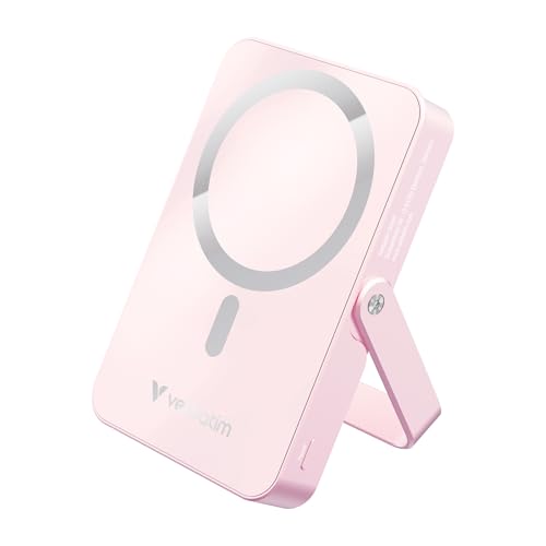 Verbatim Charge 'N' Go Magsafe Power Bank 10.000 Mah Rosa 15W Magnetico – Pd 22W Ricarica Rapida Display Led & Supporto Pieghevole Per Iphone 16/15/14