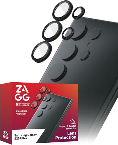 Zagg Invisibleshield Glass Elite Premium (Camera Rings) Proteggi Obiettivo In Vetro Temperato Per Samsung Galaxy S25 Ultra, Copertura Completa, Anti-R
