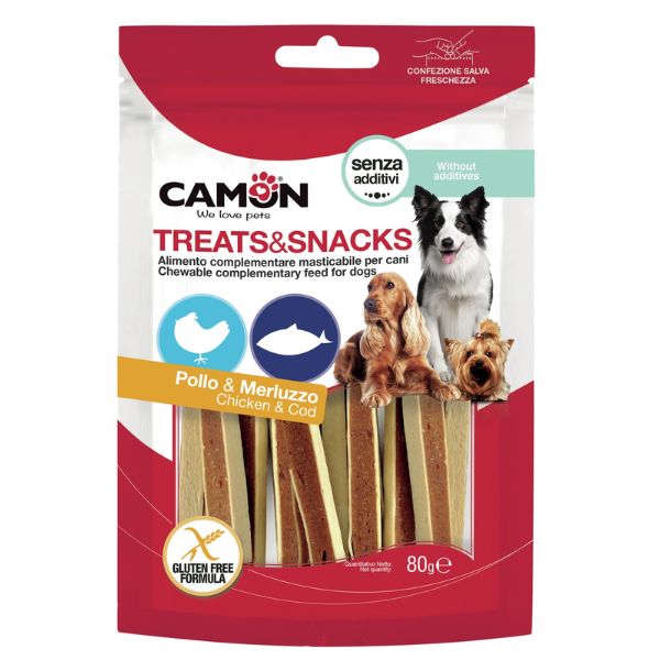 Camon treats e snacks per cani - sandwich pollo e merluzzo - 80 gr - spedizione gratis 1° ordine + scegli lo sconto bzr5 / bzr20